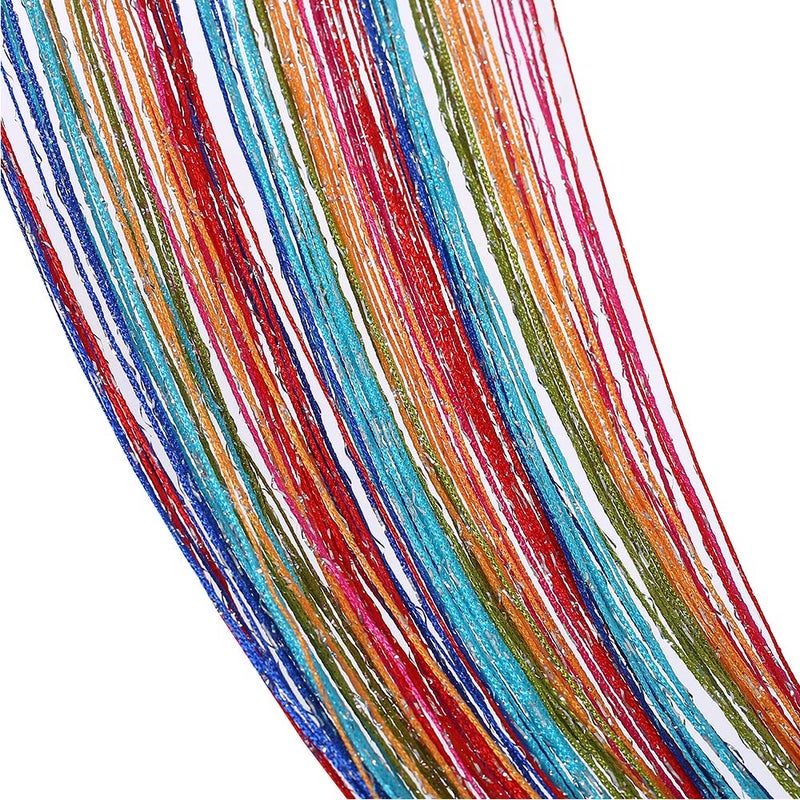 Duosuny 39x78 Inch Door String Curtain Rare Flat Silver Ribbon Thread Fringe Window Panel Room Divider Cute Strip Tassel for Wedding Coffee House Restaurant Party Parts (C303) - Image 2